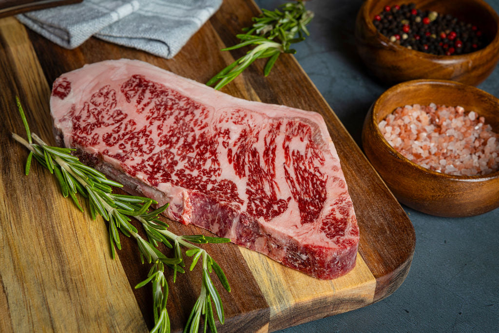 Australian wagyu beef on a cutting board